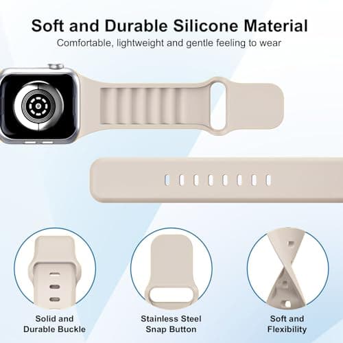 8 Pack Sport Bands Compatible with Apple Watch Bands 40mm 38mm 41mm 42mm 44mm 45mm 49mm 46mm for Women Men,Silicone Waterproof Strap for iWatch Apple Watch Series11 10 9 Ultra 8 7 6 5 4 3 2 1 SE - Thumbnail 2