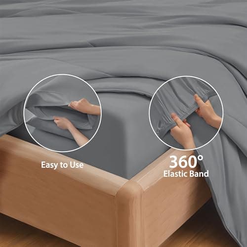 Regency Heights Twin Sheet Sets 2 Piece, Cooling Spandex Sheet,Fade Resistant Fitted Sheet & Pillowcases, All Elastic Fits Up to 15" Mattress,Breathable & Moisture-Wicking for Hot Sleepers, Gray - Thumbnail 4