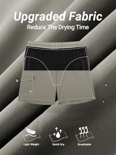 Arcweg Mens Big and Tall Swim Trunks 9" Quick Dry Swim Shorts with Compression Brief Liner Cargo Pocket Bathing Suits Borard Shorts for Men Pluse Size XL-6XL Light Gray - Thumbnail 5