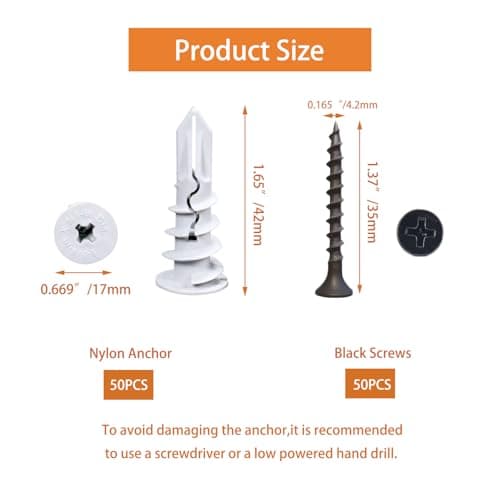 SSKKBX Drywall Anchors and Screws Kit 300PCS - All-in-One Picture Hanging Kit (3 Sizes Nylon/Metal Anchors) for Shelves, Art, Curtain - Thumbnail 3
