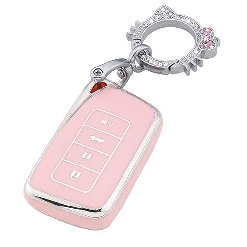 Pangpai Pink Key Fob Cover for Lexus, Soft TPU Key Case Protection with Bling Keychain Fit for Lexus RX ES GS LS NX RS GX LX RC LC Smart Key