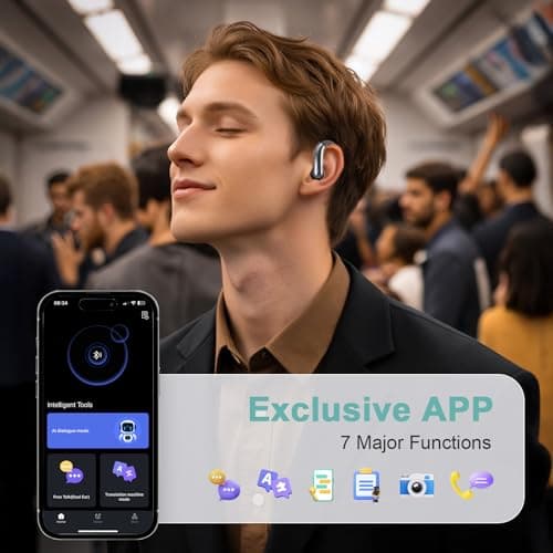 AI Translation Earbuds Real Time, Translator Headphones 164 Languages & Accents, Audifonos Traductores Inglés Español, Bluetooth5.4Device for Travel Business Learning Compatible with iOS and Android ﻿ - Thumbnail 4