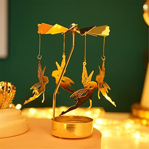 Spinning Candle Holder, Rotating Carousel Tealight Candle Holder, Unique Birthday Gift for Women, Mom, Sister, Friends, Christmas, Valentine's Day (Fantasy Elf)