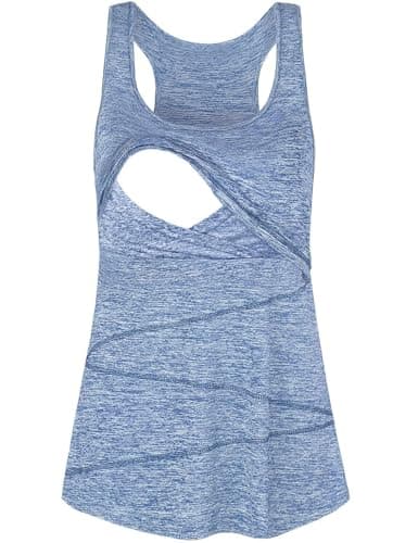 Joymom Breastfeeding Shirts for Women Tank Tops, Summer Maternity Clothes Lataction Tunics Loose Fitting Pregnancy Activewear Meidum - Image 1