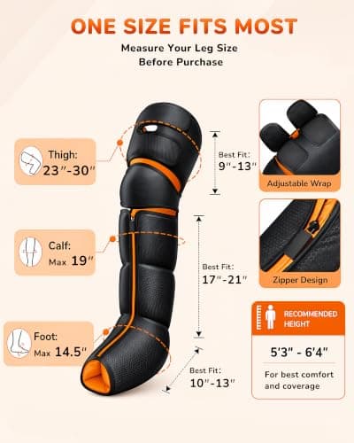 JZBRAIN Leg Massager with Heat and Compression for Circulation, Foot and Calf Thigh Massager for Pain Relief, Compression Boots with Heated Knee, 9 Intensity, 6 Modes, 3 Heat - Thumbnail 3