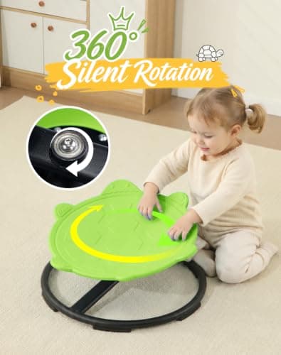 Turtle Spinning Chair for Autistic Kids – Sensory Spinning Toy, Spin Chair for Kids Autism, Sensory Swivel Seat for Balance, Coordination, Focus & ADHD Support, Autism Sensory Products (Green) - Thumbnail 6