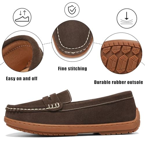 BEAUSEEN Women's Penny Loafers Slip-On - Lightweight Breathable Suede Driving Moccasins,Cute Business Casual Dress Shoes for Work & Travel Coffee, 9 US - Thumbnail 5