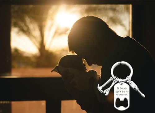 Ediseng Bonus Dad Birthday Gifts from Daughter Wife Son,Personalized Keychain for Dad/Stepdad,Cool Keychain with Bottle Opener,Screwdriver,Hanmmer and Wrench (silver) - Thumbnail 2