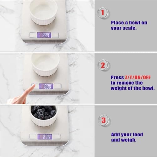 SURYOL Food Kitchen Scale High-Precision Digital Scale Accurate Weighing for Baking & Cooking Enthusiasts (Silvery & Black) - Thumbnail 5