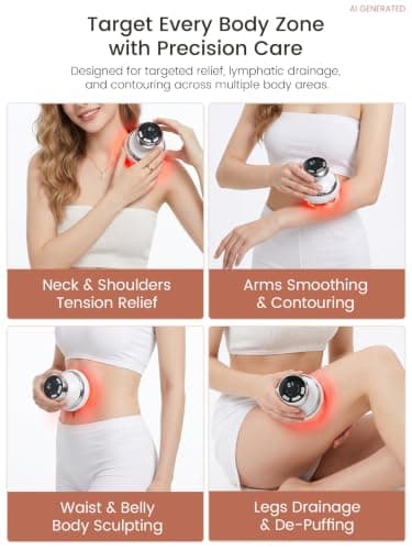 Zelrys Cupping Massager & Gua Sha, Cellulite Massager & Body Sculpting Device, Lymphatic Drainage Massager with One-Push Release & Heat for Back, Waist - Thumbnail 6