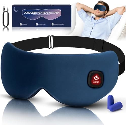Cordless Heated Eye Mask for Dry Eyes, Blocking Light Sleeping Mask Warm Eye Compresses Electric Heating Pad for Stye Eye Treatment Blepharitis Sinus Migraine Gifts for Woman Man - Image 1