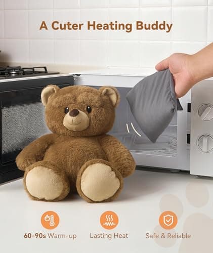 Dreamegg Microwavable Stuffed Animal, 1.43 Lbs Teddy Bear, Washable Cover, Cute Heatable Plushies, Gifts for Women Girls Adults and Kids - Thumbnail 2