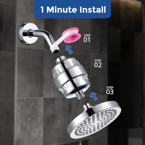 Iopsk Filtered Shower Head with 23 Stage Water Softner,High Pressure Shower Filter Head for Hard Water,Powerful Shower Head with Filters,Reduces Chlorine and Heavy Metals(6" Round,Polished Chrome) - Thumbnail 5