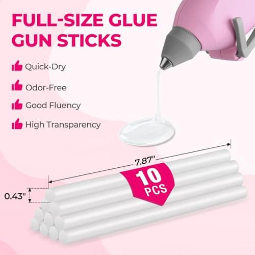WORKPRO Hot Glue Gun Full Size - 60/100W Dual Temp Glue Gun and Sticks Set with 10 PCS Glue Sticks (7/16") - 90S Fast Preheating Hot Glue Gun for Construction, Crafting, DIY and Repairs - Pink Ribbon - Thumbnail 2