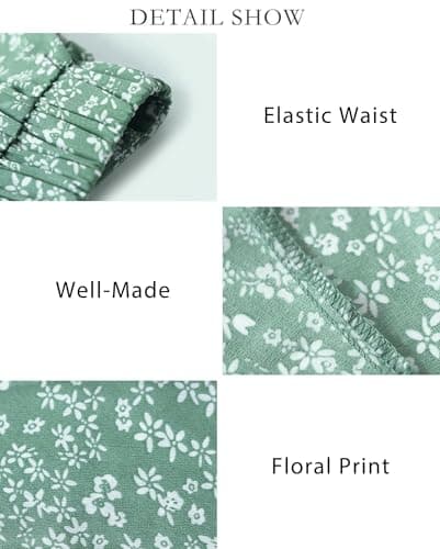 BTFBM Women 2026 Spring Summer Long Skirts Dress Boho Floral Elastic Waist Split Ruffle High Low Beach Maxi Skirt Clothes(Print Floral Green, Medium) - Thumbnail 5