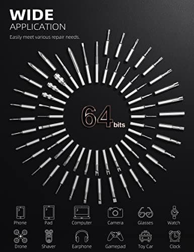iFu Mini Electric Screwdriver Kit, 90-in-1 Precision Repair Set with 64 Magnetic Bits & LED Light, Cordless Power Screwdriver for Phone, Laptop, Computer, Camera, Watch, Electronics - Gift for Men - Thumbnail 2