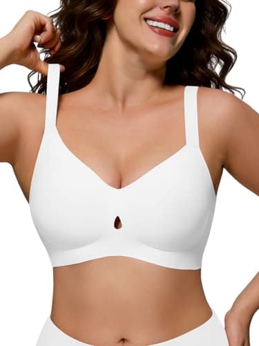 COCOMARTS Jelly Bras for Women No Underwire Seamless Push Up Bra Full Support Comfort Bralettes Wireless Plunge Everyday Bra White Medium - Image 1
