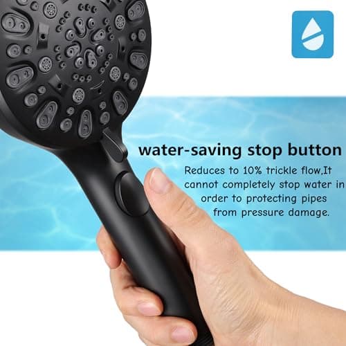 Iopsk 7 Spray Shower Head with Handheld, handheld shower head,detachable shower head with 60" Extra Long Hose & Adjustable Bracket,Showerhead with ON/OFF Switch for Pets Bath. (Matte Black) - Thumbnail 3