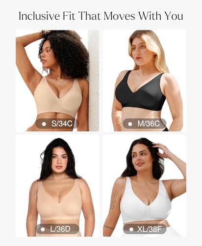 Wireless Push Up Bra Seamless Bras for Women Comfortable No Underwire Comfy Supportive Bralettes Deep V Tshirt Bra Coffee L - Thumbnail 6