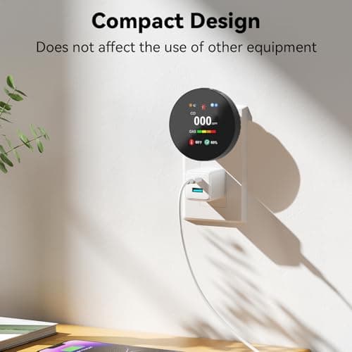 CHZHVAN LPG/Natural Gas/Charcoal Leak Detector, Plug-in Monitor, Methane and Propane Butane, Sound Alarm and LED Digital Display for Kitchen, Mobile Home, Garage - Thumbnail 5