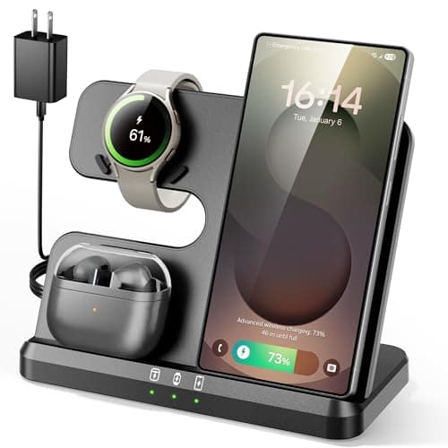 Eddibox 3 in 1 Charging Station for Samsung, Wireless Charger Stand for Galaxy S26/S25/S24/S23/Z Fold, Phone and Watch Charger for Samsung Watch Galaxy 8/7/6/5, Galaxy Buds 3/2/Pro - Image 1
