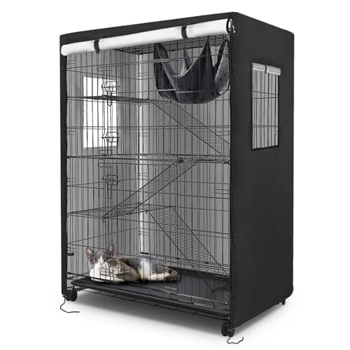 Colewin Catio Cover,37" L x 23.5" W x 50" H Cover for Catio Outdoor Cat Enclosure Waterproof, 420D Cat Cage Covers for Homey Pet Cats Cages, Outdoor Cats Enclosure Covers(Black)(Catios Not Included) - Image 1