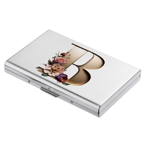 BONSYL Credit Card Holder, Slim RFID Blocking Card Holder Wallet, Fashionable Design and Artistic Patterns Metal Credit Card Holder Wallet, for Men Women.(6 Slots/Silver/B)
