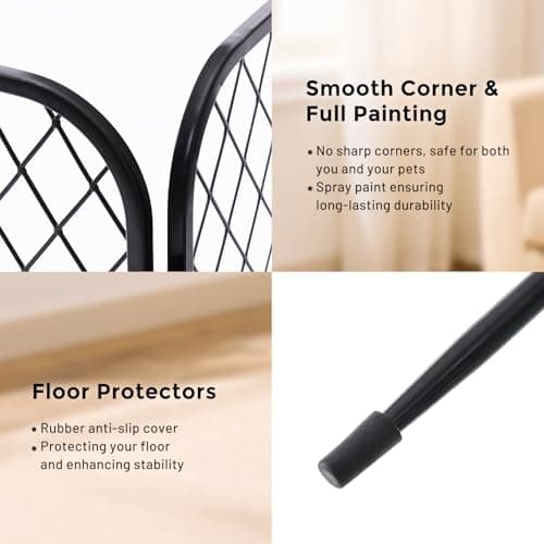 ZOMISIA Paw Safe Playpen for Indoor Small Dogs, 24 Inch 8 Panels Anti-Pinch Diamond Mesh Dog Fence, Metal Stable Dog Play Pen with Door, Portable Pet Playpen for Outdoor RV Camping Yard Garden - Thumbnail 6