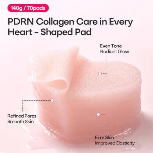 SPODARE Toner Pads Salmon DNA PDRN Collagen Jelly Pad, Heart Shape Gel Toner Pad with Collagen & Niacinamide for Soothing, Firming, Uneven Skin Tone - 70 Pads (1 Pack) - Thumbnail 2