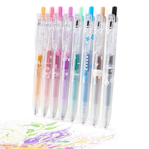 HANKU Glitter Gel Pens, 8-Color Cute Glitter Pens for Girls and Adult Coloring, Journaling, Scrapbooking, Drawing, DIY Crafts, 0.7mm Retractable Sparkle Pen for School & Art Supplies (Set of 8B) - Image 1