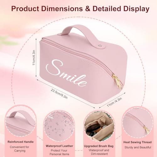 VBAIFAyy Personalized Makeup Bag with Custom Name - Large Capacity Travel Cosmetic Organizer, PU Leather Toiletry Bag for Women, Mothers Day Gift Idea with Handle & Dividers - Thumbnail 2