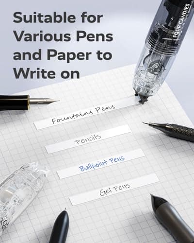 Four Candies Refillable Retractable White Correction Tape, 3PCS White Cute Smooth Push Pull Out Tape with 3 Extra Refills, Aesthetic Pen Shaped Applicator for School Office Supplies - Thumbnail 6