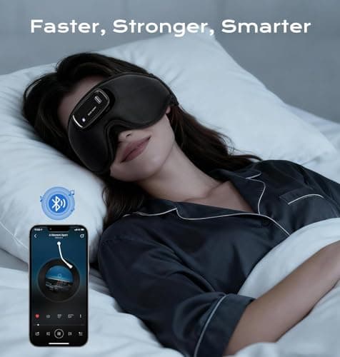Sleep Mask with Headphones Bluetooth 5.4-3D Zero-Pressure Design AHUIARGY Adjustable Sleep Headphones 100% Light Blocking Sleep Headphones with White Noise Sounds Comfortable（Raven） - Thumbnail 3