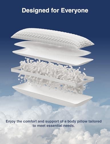ZonLi Long Body Pillow for Adults, Firm Body Pillow with Adjustable Shredded Memory Foam, Soft Support for Side Sleepers, Pregnant Women, Washable Quilted, 20 x 54 Inch, White - Thumbnail 4