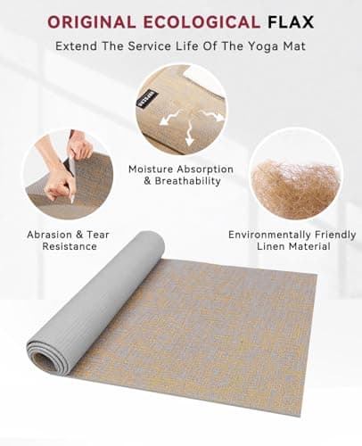 HAPBEAR Extra Large Yoga Mat 84''x30''- 1/4'' Thick Natural Linen, Non-Slip Tear-Resistant for Yoga, Meditation, Pilates, Floor Exercises with Free Carrying Bag - Thumbnail 5