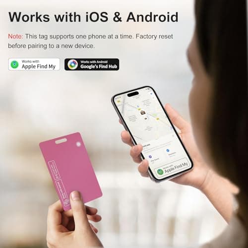 AI.QVOKA Tracking Card for Apple & Android, Credit Card Tracker for Wallet Works with Apple Find My & Google's Find Hub (Pink, 1 Pack) - Thumbnail 2