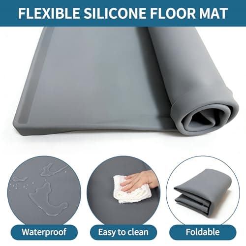 Thickened Large Washing Machine Silicone Mat 30" x 28" Reinforced 1 inch Raised Edge Non-Slip Waterproof Drain Pan Drip Tray Flexible Soft Pads for Under Washer Dryer Floor Leak Protector - Thumbnail 6