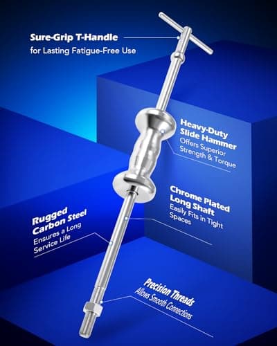 Orion Motor Tech Slide Hammer, 9-Way Internal/External Slide Hammer Puller Set - Pulls Hubs, Rear Wheel Axle Shafts, Bearings, Bushings, Seals, Retainers - Thumbnail 6