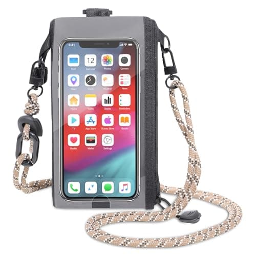 SHOMICO Small Crossbody Bags for Women, Faux Leather Cell Phone Purse Crossbody, Cross Body Purse with Touchable Clear Phone Window & Charging Port, Purses with Khaki Adjustable Crossbody Strap - Image 1