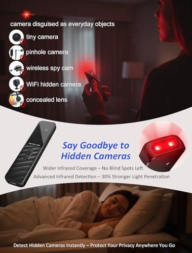 Hidden Camera Detectors, Anti Spy Bug Camera Finder & GPS Tracker Detector, Anti-Theft Alarm, 6-Level Sensitivity, 168H Battery, Privacy Pen Hidden Device Detector for Travel, Hotel, Home, Car, Office - Thumbnail 2