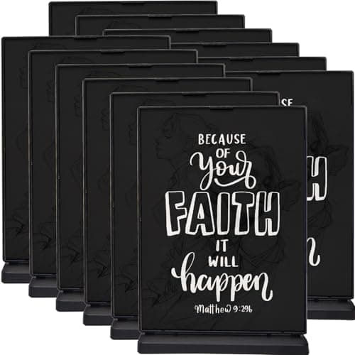 vilkok 4x6 Acrylic Sign Holder, 12 Pack Vertical Table Display Stand, Clear Double-Sided Menu Holder for Restaurant, Retail, Events, Shatterproof Black Picture Frame Bulk Pack - Image 1