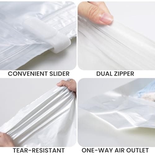 TAILI 15 Travel Compression Bags, Roll Up Space Saver Bags (5 Small+5 Medium+5 Large), Hand Roll Packing Storage Bags for Luggage, Suitcase and Cruises, No Pump or Vacuum Needed, Cream - Thumbnail 6