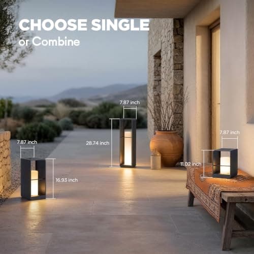 Linkmoon Solar Lanterns Outdoor Waterproof, Patio Lights with 3000K LED, Outdoor Lights Solar Powered with Remote Control, Floor Lamp for Garden, Yard, Deck, Backyard, Porch and Landscape Lighting - Thumbnail 3