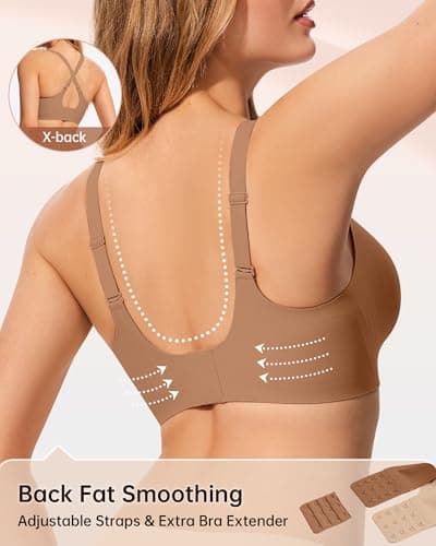 LetsJoli Wireless Pushup Bra for Women No Underwire Seamless Supportive Bralettes Fall Outfits Bra for Women 2025(Coffee,L) - Thumbnail 4