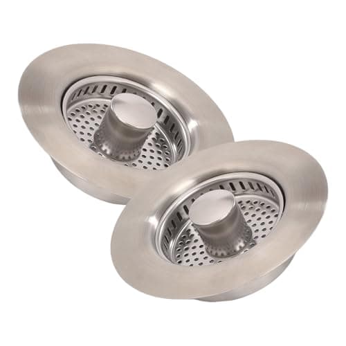 3-in-1 Kitchen Sink Drain Strainer -2 Pack Pop Up Sink Stopper with Anti-Clogging Basket, Kitchen Gadgets Clearance Sink Accessories, Fits Standard 3-1/2” Openings for Double Bowl Kitchen Sinks