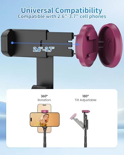 ACKIMA 67" Selfie Stick Tripod, All in One Phone Tripod with Wireless Remote, Extendable Compact Tripods Portable Travel Stand for iPhone Android Selfie/Video Recording/Live Stream/Vlog - Thumbnail 5