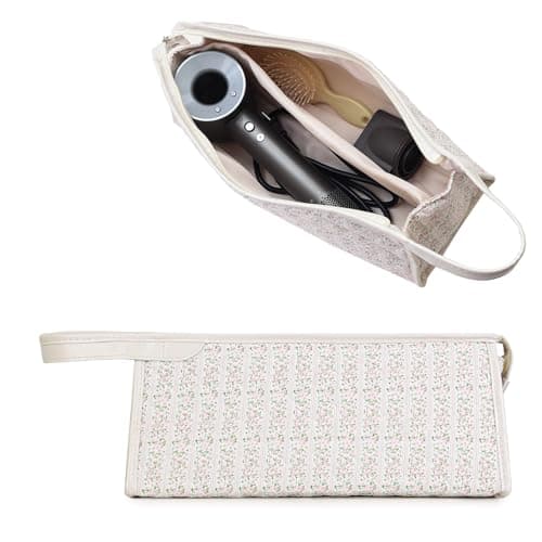 YATFRIK Large Quilted Travel Case, Floral Carrying Storage Bag Hair Dryer and Attachments, Portable Hair Tool Bag with Handle - Image 1