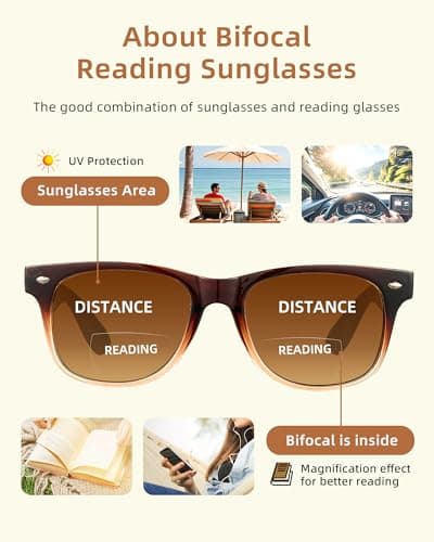 LADEESSE 3 Pack Bifocal Reading Sunglasses for Women, UV400 Sun Readers Glasses Spring Hinge Outdoor Sunglasses +1.00 - Thumbnail 3