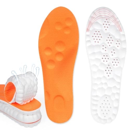 Steppers Insoles for Men & Women, 4D Memory Foam Cloud Footstr Insoles with Arch Support, Comfortable & Breathable Massage Shoe Inserts for Foot Pain & Fatigue (Orange, US M 4-7/W 4.5-8.5) - Image 1