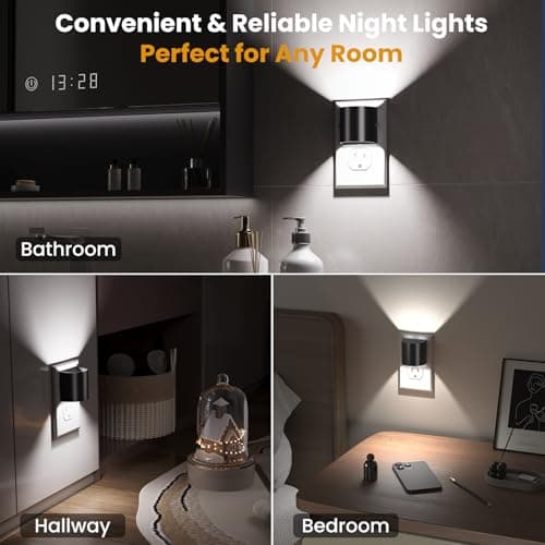 Night Light, Night Lights Plug into Wall, 2 Pack, Dim LED Nightlight with Dusk to Dawn Sensor, 5000K Daylight White Dimmable Plug in Night Light, Up & Down Lighting for Bedroom, Bathroom, Hallway - Thumbnail 5